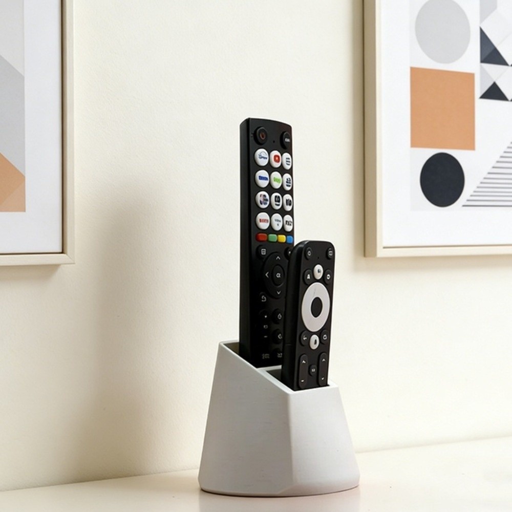 3D Printer Stand - 2穴リモコンホルダー 3Dプリントプラスチックデスクリモコンスタンド 滑り止めベース 省スペースデスクトップ収納ボックス リビングルーム