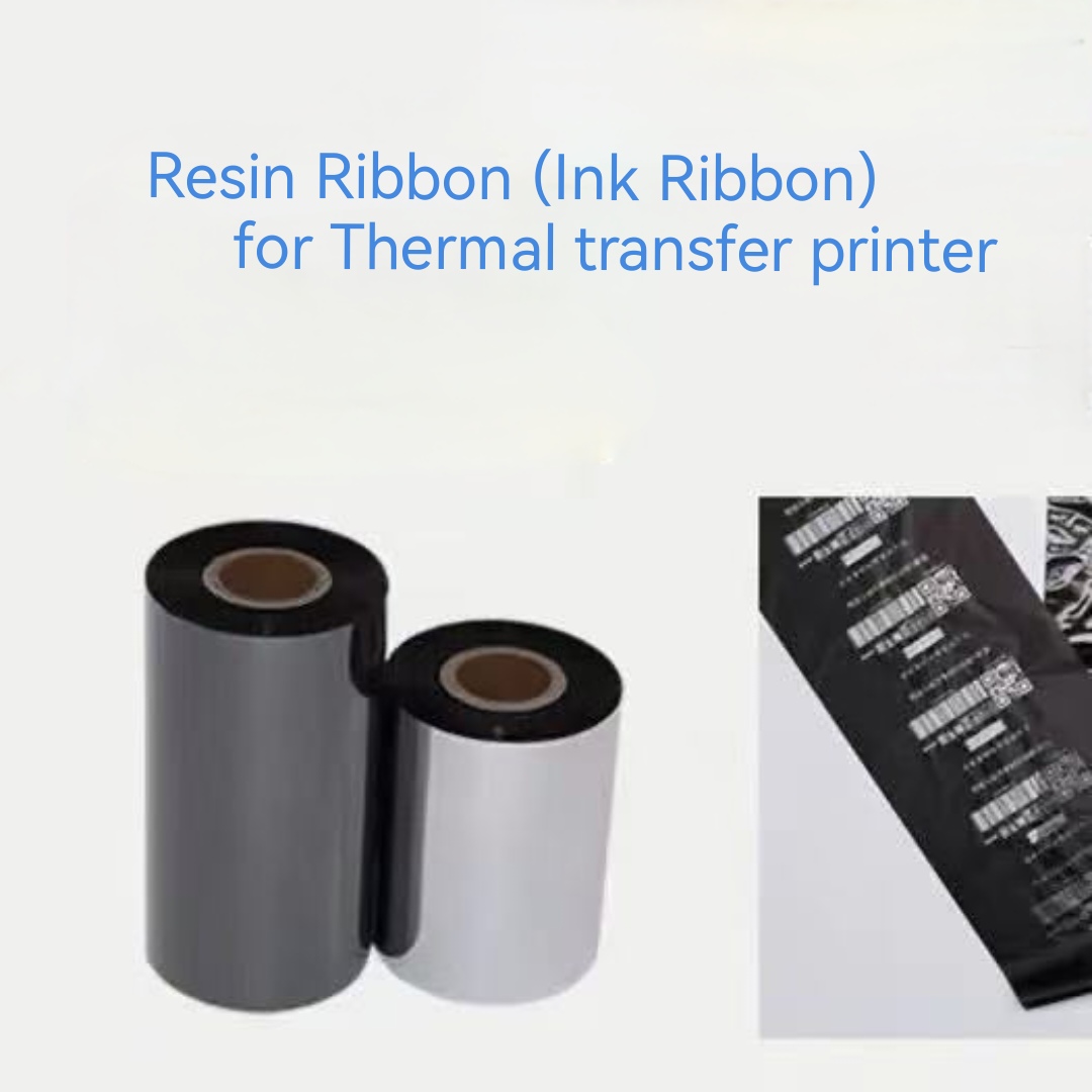 Resin Printer - 強化熱転写樹脂リボン 110mm×300M ブランクマットシルバー/PET 自己粘着ラベル バーコードプリンター用インク入りリボンロール