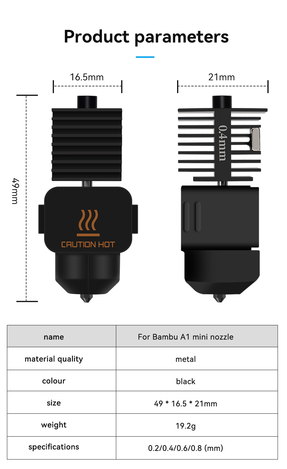 Bambu Lab A1 Mini用ホットエンド組立キット  - Hotend Assembly のレビューと価格