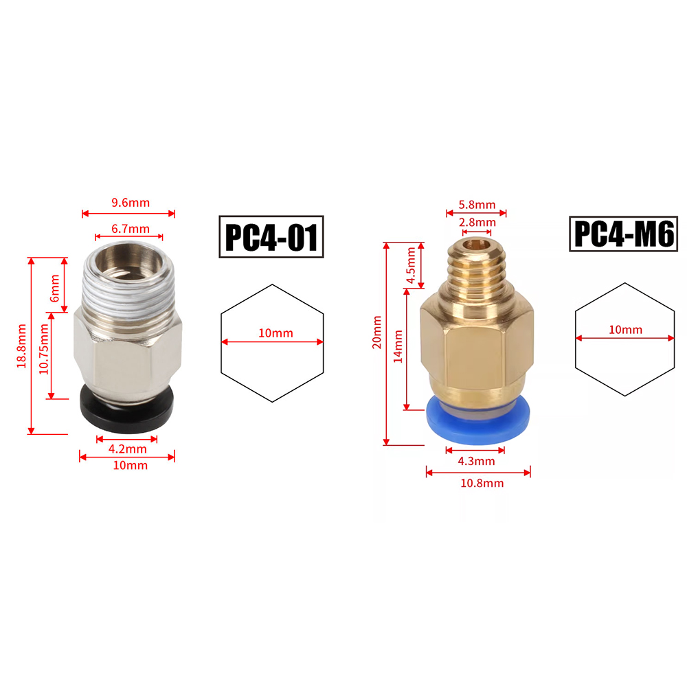 10 ピース/ロット PC4-M10 空気圧コネクタ 3D  - Bowden Tube のレビューと価格